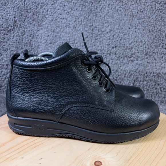 SAS Alpine Ankle Boots Women Size 8 Extra Wide Black Pebbled Leather Made in USA - Picture 3 of 8